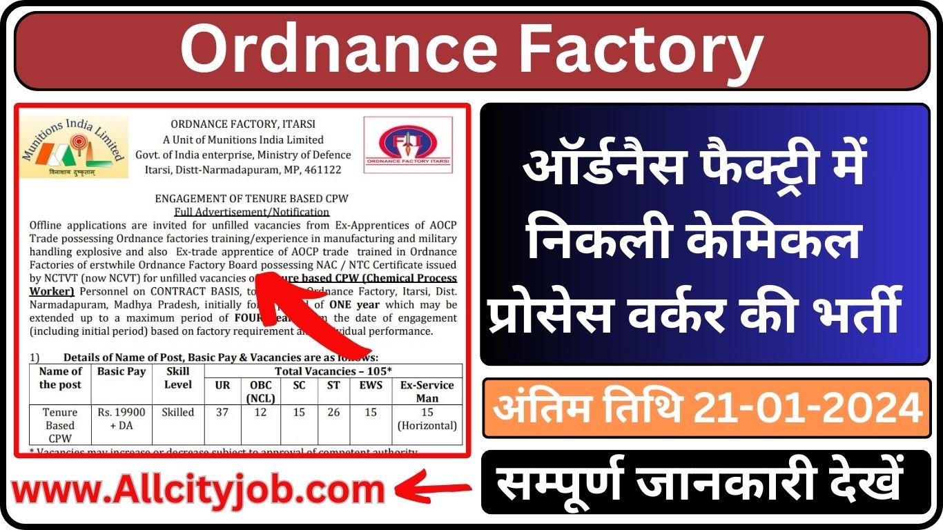 Ordnance Factory Recruitment Form 2024