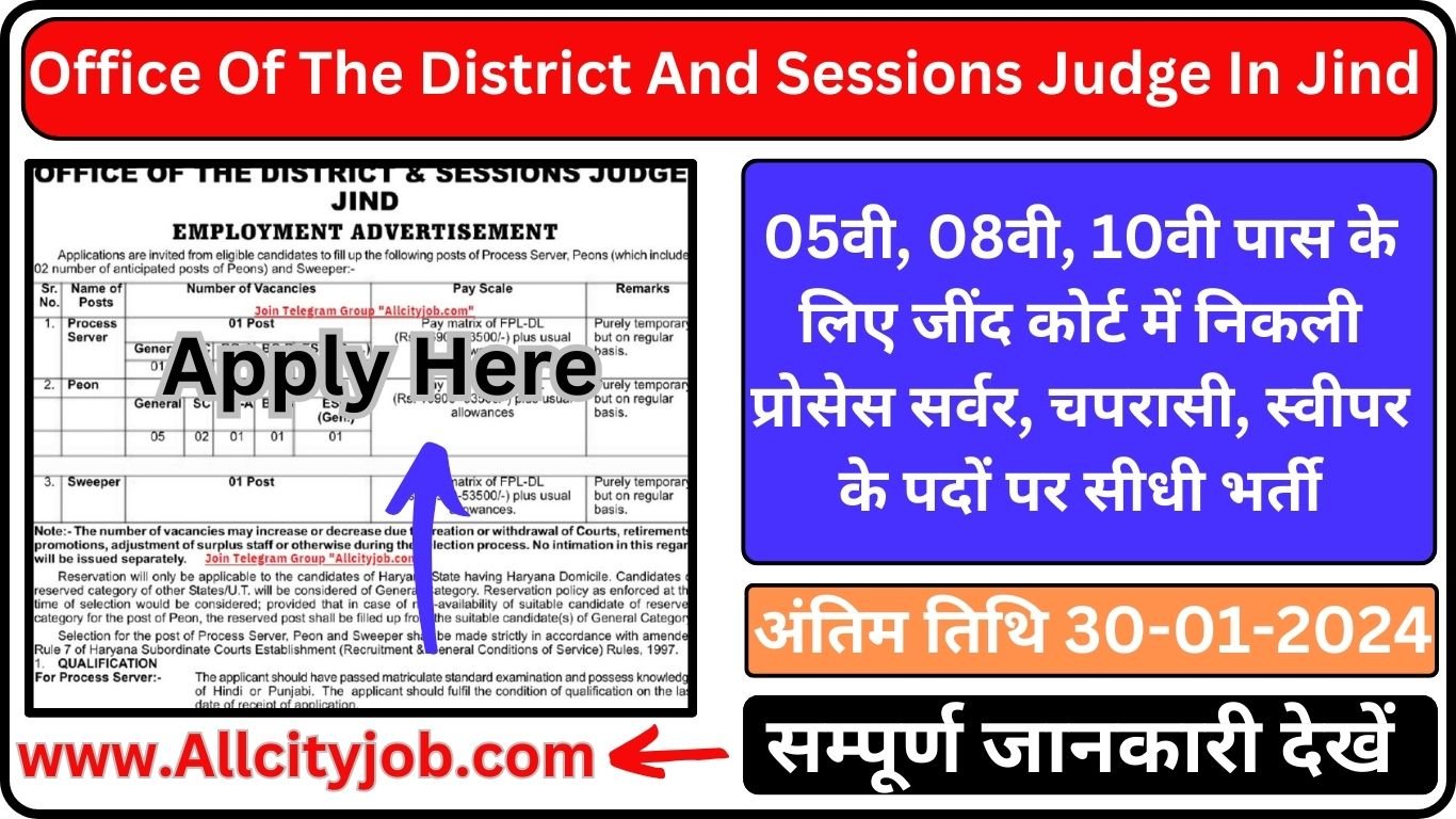Jind Court Recruitment Form 2024