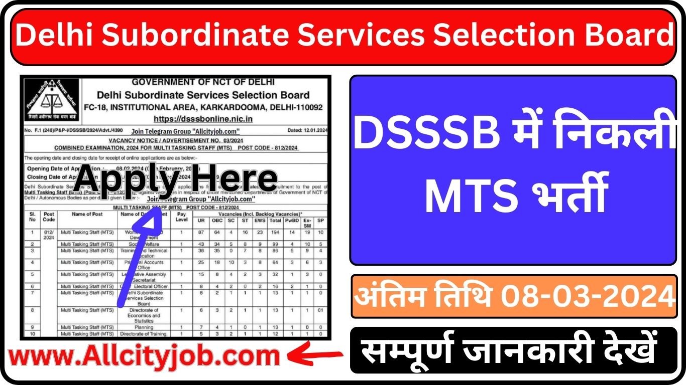 DSSSB MTS Recruitment Form 2024