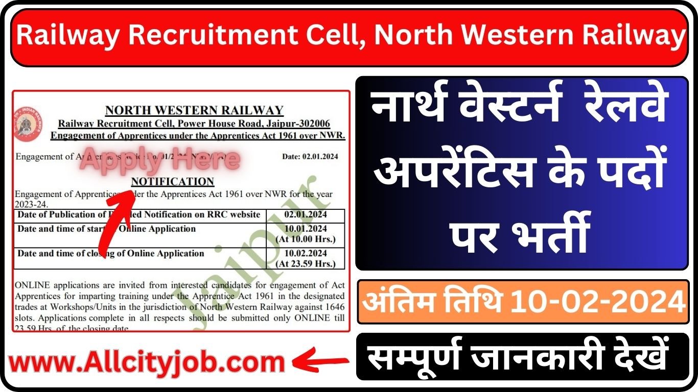 RRC NWR Apprentice Recruitment Form 2024