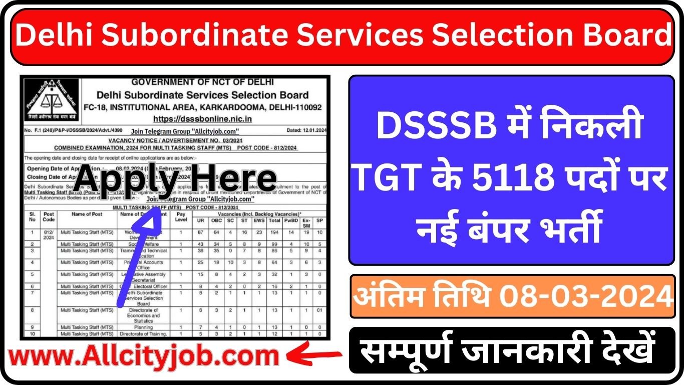 DSSSB TGT Recruitment Form 2024