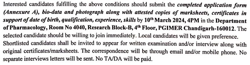 Chandigarh PGI DEO Recruitment Form 2024s