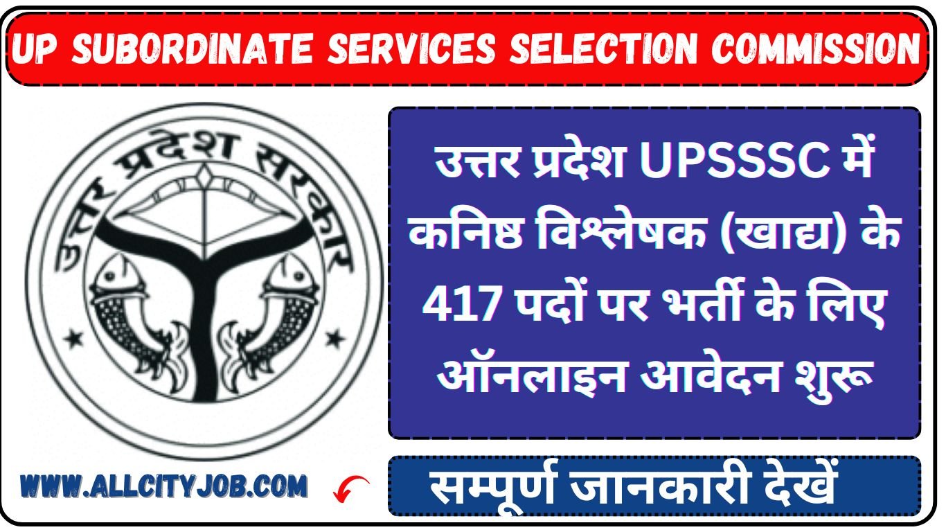 UPSSSC Junior Analyst Food Recruitment Form 2024