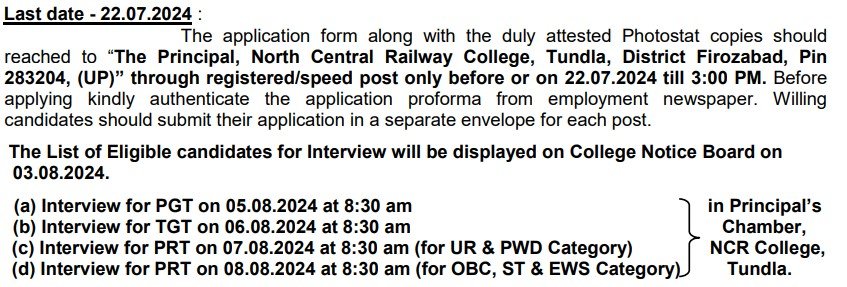 Railway Assistant Teacher Recruitment Notification 2024a