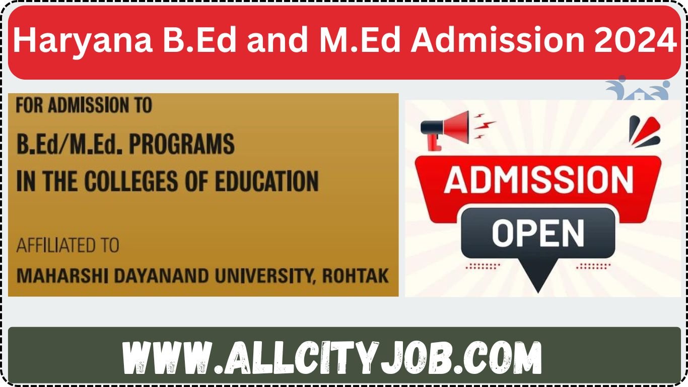 Haryana B.Ed and M.Ed Admission Form 2024 Apply Online