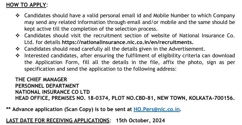 NICL Vacancy Notification 2024