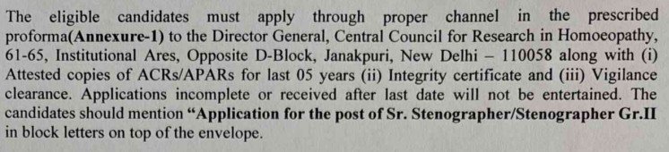 Central Council for Research in Homoeopathy Recruitment 2025